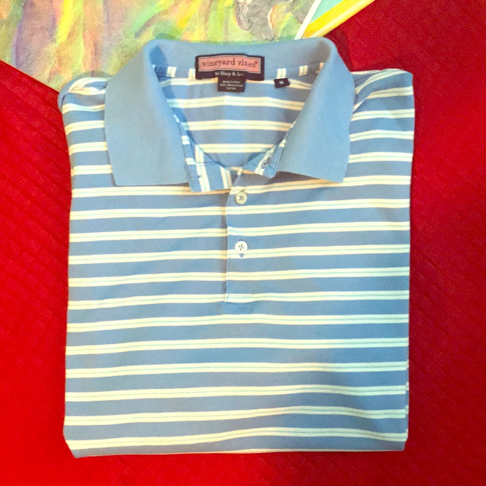 Vineyard Vines blue striped polo